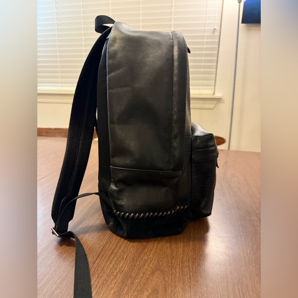 Coach Black and Gray Striped Leather Backpack - Picture 2 of 12